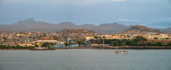 The sea front and harbor of Praia, Santiago Island, Cape Verde (Cabo Verde)