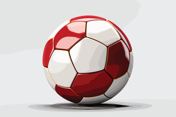 Fototapeta premium Red and White Soccer Ball on White Background 3D Rendering