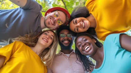 Group of Young People Standing Together Engaged in Technology Generative AI