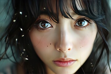 Japanese girl, very detailed, close up, sharp skin, kodak camera