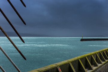 Rainshowers. Wellington New Zealand. Threatening skies. Queens Warf. Coast. Oriental Bay.