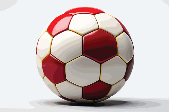 Red and White Soccer Ball on White Background 3D Rendering