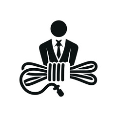 Infinity knot logo. Black chain link symbol with knot in a center