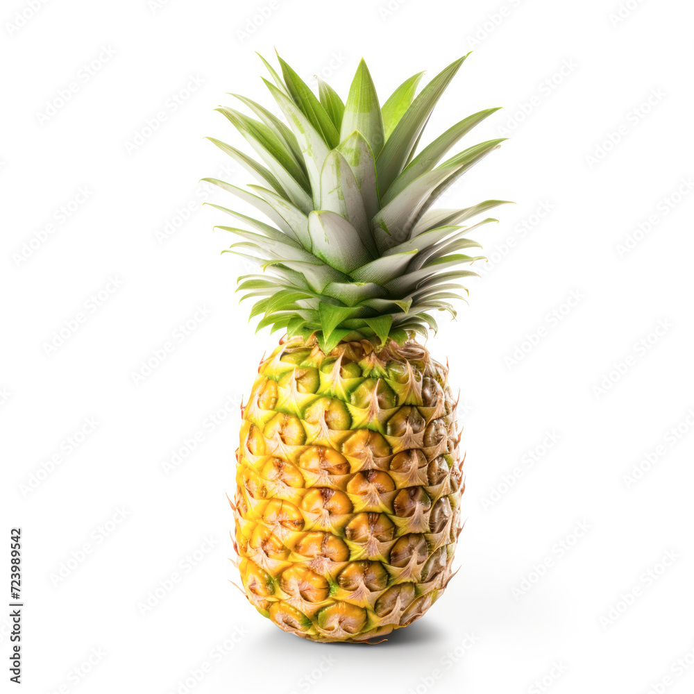 Wall mural fresh and juicy pineapple on white background