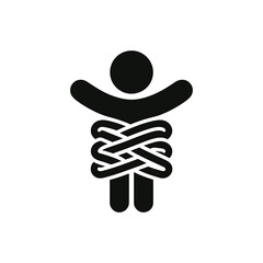 Rope tied into a figure eight knot