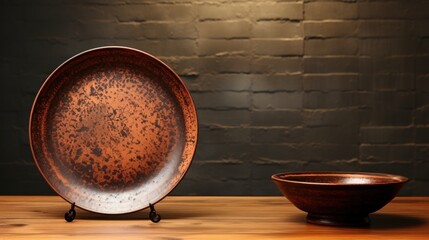 empty brown ceramic plate UHD Wallpaper