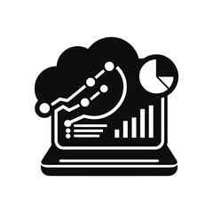 Magnifying glass analyzing data icon, graph analysis business icon vector