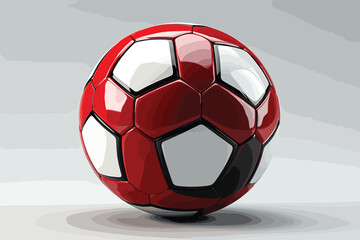 Fototapeta premium Red and White Soccer Ball on White Background 3D Rendering