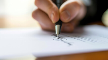 Close-up of Signing Document paper