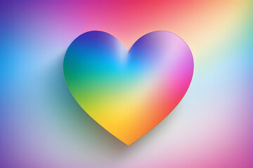 Holographic 3D Rainbow Heart on Gradient Background. Isolated. High-Quality Rendering.