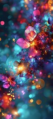 Obraz na płótnie Canvas Floral Fantasy with Neon Glow