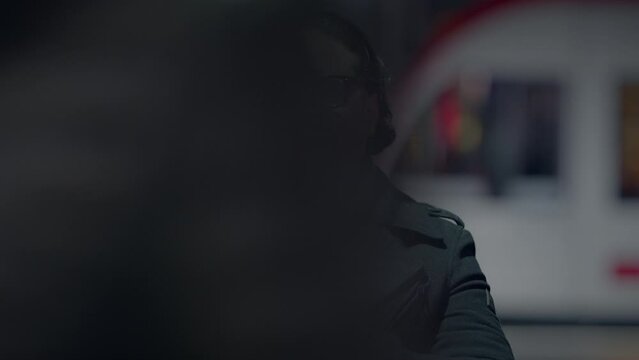 Portrait of Spy Investigator Detective Recording Video of Persons Undercover