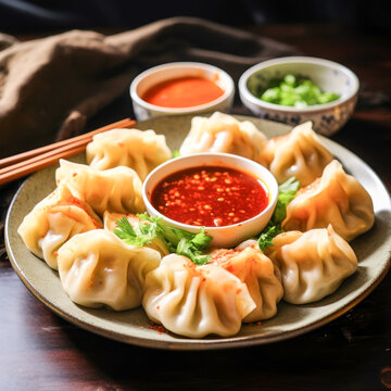 Hot steam momos in the plate