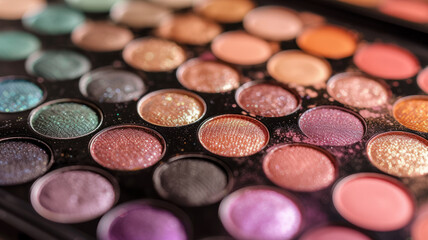 Close-up of an eyeshadow palette. Cosmetics for creating stylish makeup.