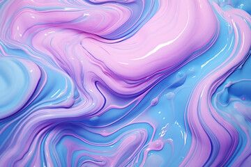 abstract background of pink and blue paint splashing on a white background. background oil thick...