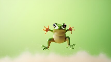 Frog jumping in the air on craiyon