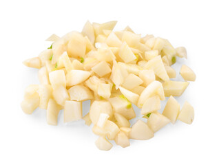 Pieces of fresh garlic isolated on white