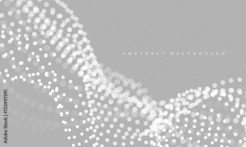 Poster abstract 3d grey particles flow wave dot landscape digital data structure future mesh grid technolog