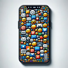 A vibrant display of various emojis on a smartphone screen.