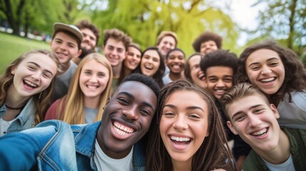 Obraz premium Group of Diverse Young People Posing for a Picture Generative AI