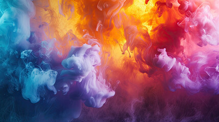 Vibrant ink clouds dispersing in water.