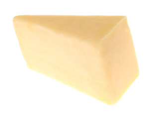 Piece of tasty cheese isolated on white