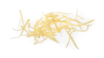 Tasty grated cheese isolated on white. Dairy product