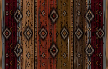 ikat pattern, Abstract brown horizontal geometric textile oriental with floral pattern 
traditional design for seamless the background