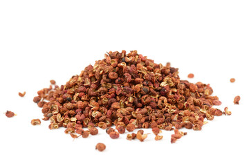 Pile of Sichuan Chinese pepper isolated on white background