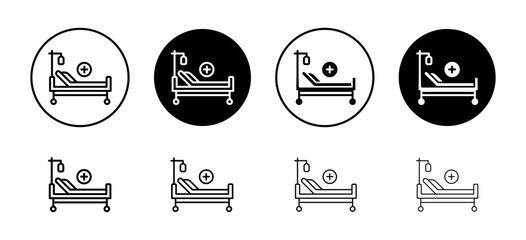 Hospital bed vector icon set collection. Hospital bed Outline flat Icon.