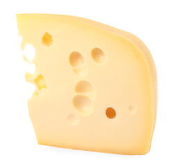 Piece of delicious cheese isolated on white