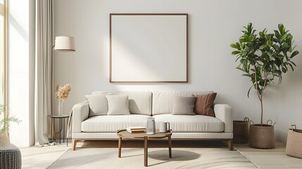 Modern Elegance: Chic Living Room with Mockup Frame