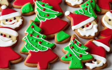 Obraz premium Variety of Christmas cookies and sweets on the table