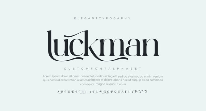 Luckman Elegant alphabet letters font and number. Classic Copper Lettering Minimal Fashion Designs. Typography fonts regular uppercase and lowercase. vector illustration