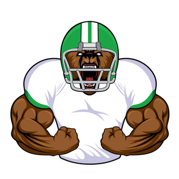 american football player vector art illustration rugby mascot bear design