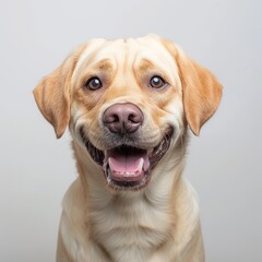 A happy yellow labrador retriever dog
