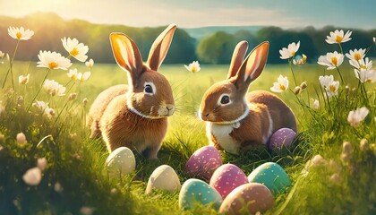 easter bunny with easter eggs 