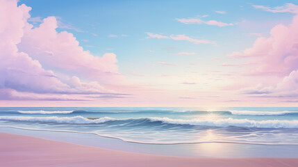 Fototapeta na wymiar Ideal beach. Pink shades.