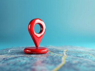 red map pointer on a map