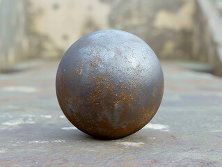 old stone ball on the wall