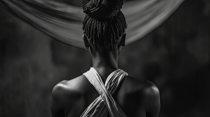 Porträt einer afrikanischer Frau. Rücken und Kopf