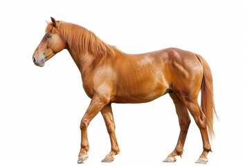 Naklejka premium Chestnut horse isolated on white background