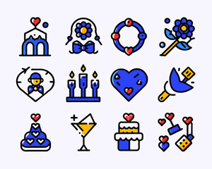 Fototapeta premium icon set valentine day in pink