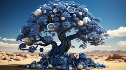 Beautiful cappadocia tree hung with ceramic dishes UHD Wallpaper - obrazy, fototapety, plakaty