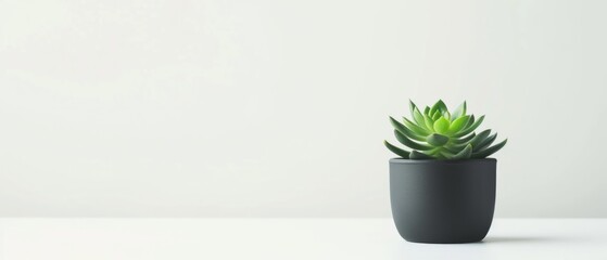 Tiny potted plant on white background