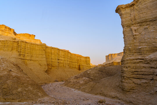 Sunsrise view of the Masada Marls rocks formation
