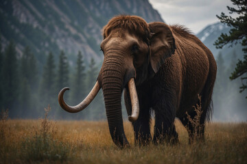 African Elephant Standing in Grassy Field