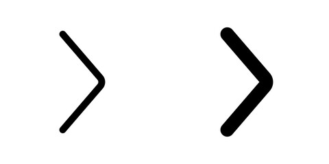 Vector single arrow chevron right icon. Black, white background. Perfect for app and web interfaces, infographics, presentations, marketing, etc.