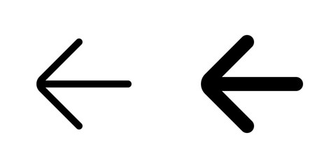 Vector single arrow chevron left icon. Black, white background. Perfect for app and web interfaces, infographics, presentations, marketing, etc.