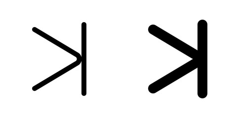 Vector arrow chevron with line right icon. Black, white background. Perfect for app and web interfaces, infographics, presentations, marketing, etc.